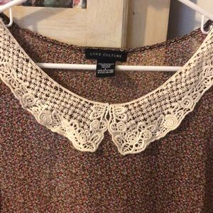 Tie front floral print short sleeve top